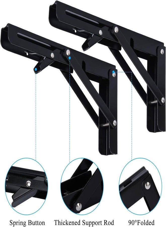Hovico Folding Shelf Brackets, Heavy Duty Shelf Brackets Collapsible L Shelf Brackets, DIY Wall Mounted Folding Table Hinge, Space Saving for Bench Table with Screws ((16 INCH-40CM)) - Image 4